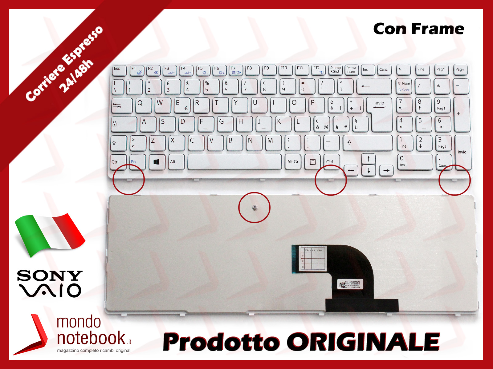 Tastiera Italiana Sony per Notebook Vaio PCG-71911M VAIO VPCEH1E1E/W