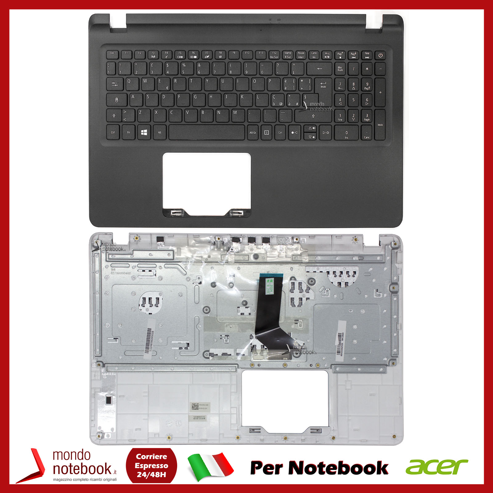 Tastiera Acer Italiana QWERTY Nera, Nuovo Per Notebook Aspire E5, V3 - Molti Modelli - 2