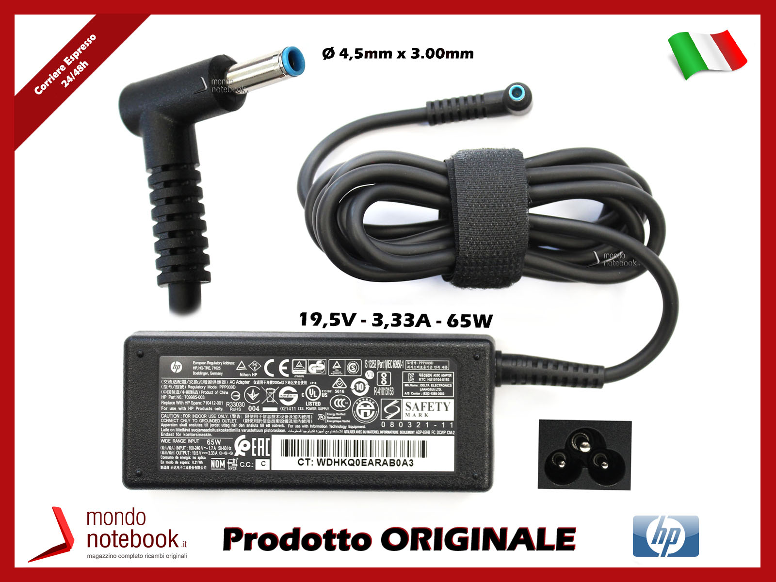 ALIMENTATORE/CARICATORE ORIGINALE HP PER PORTATILE - Informatica In vendita  a Napoli