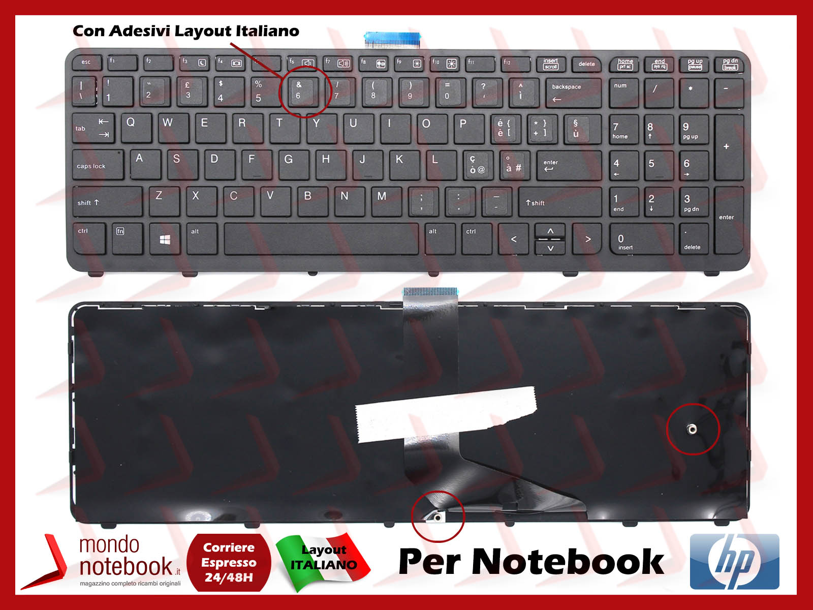 Tastiera Retroilluminata Italiana Per HP Zbook - Layout QWERTY IT, Cornice Silver