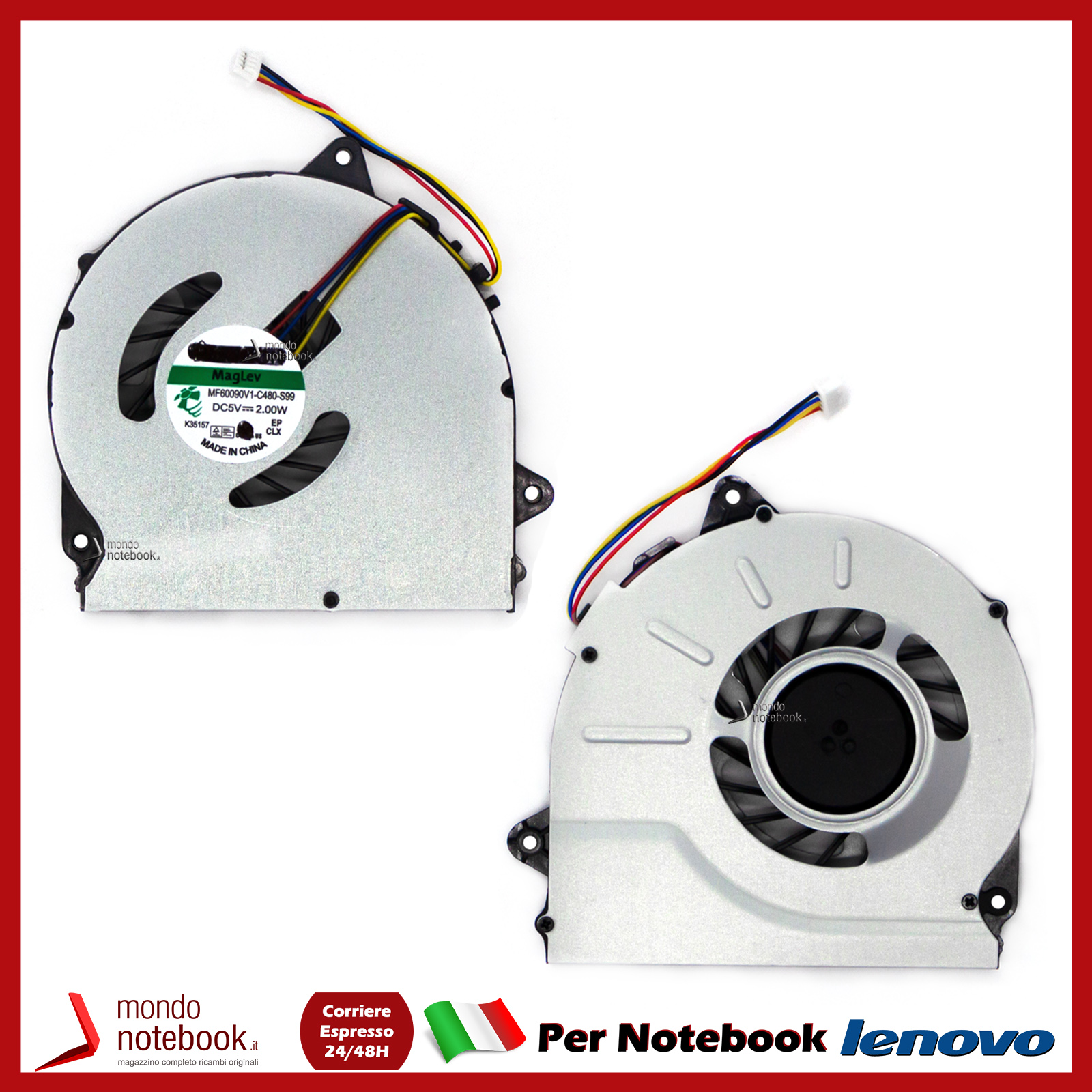 Ventola CPU Lenovo KSB06105HB / KSB0605HC &ndash; Per G50, G40, Z50 &ndash; 5V 4-Pin