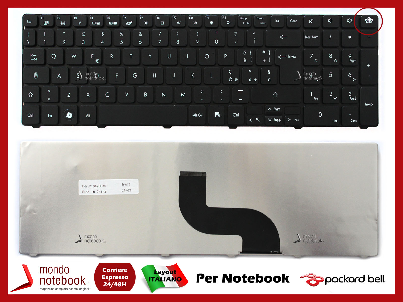 Clavier AZERTY Français Pour Packard Bell Easynote TK87 - Neuf, Compatible, Référence 9J.N1H82.00F