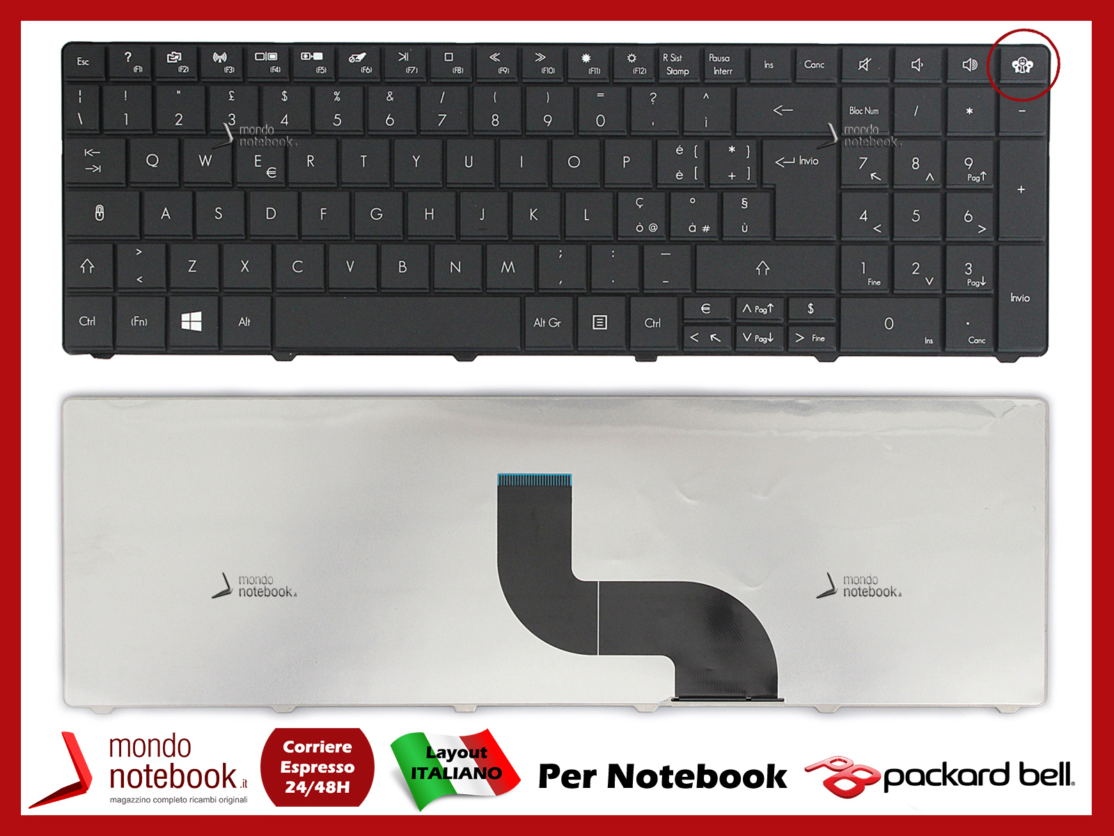Tastiera Notebook Italiana QWERTY Per Packard Bell EasyNote TM85 – Ricambio Originale Nuova